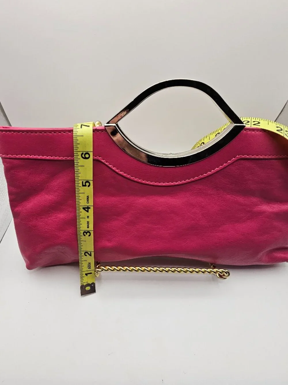 Candie’s Sunburst Patchwork Pink Clutch – Metal Cutout Handle - Vintage